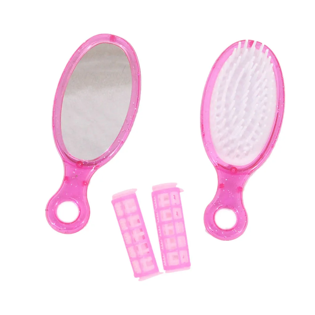 Baby doll Adorable Plastic Hair Roller Curler Brush Mirror Stylist Play Set for American Doll & Other 18-inch Dolls Accessories