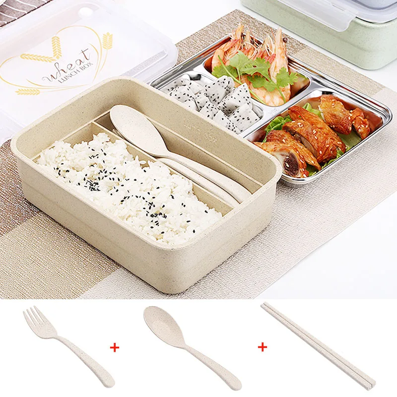 

Japanese Style Lunch Box Bento Box with Compartments Stainless Steel Plastic Food Container Lunchbox Food Box