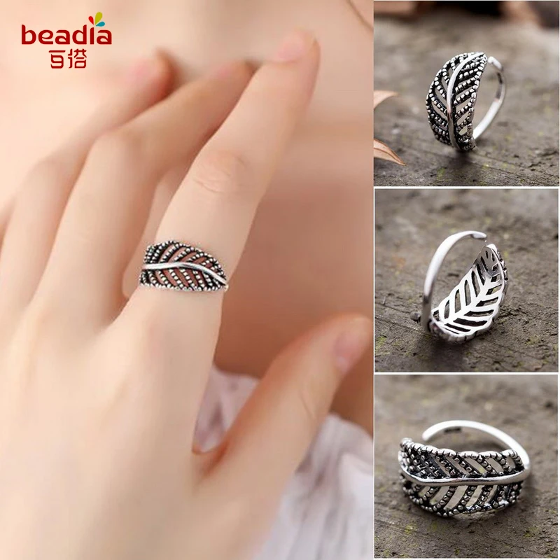 

Hot Sale 1 /lot 925 Creative Leaves Ring Vintage Japanese and Korean Students Ring Jewelry Leaves Ring 30% Silver for Women