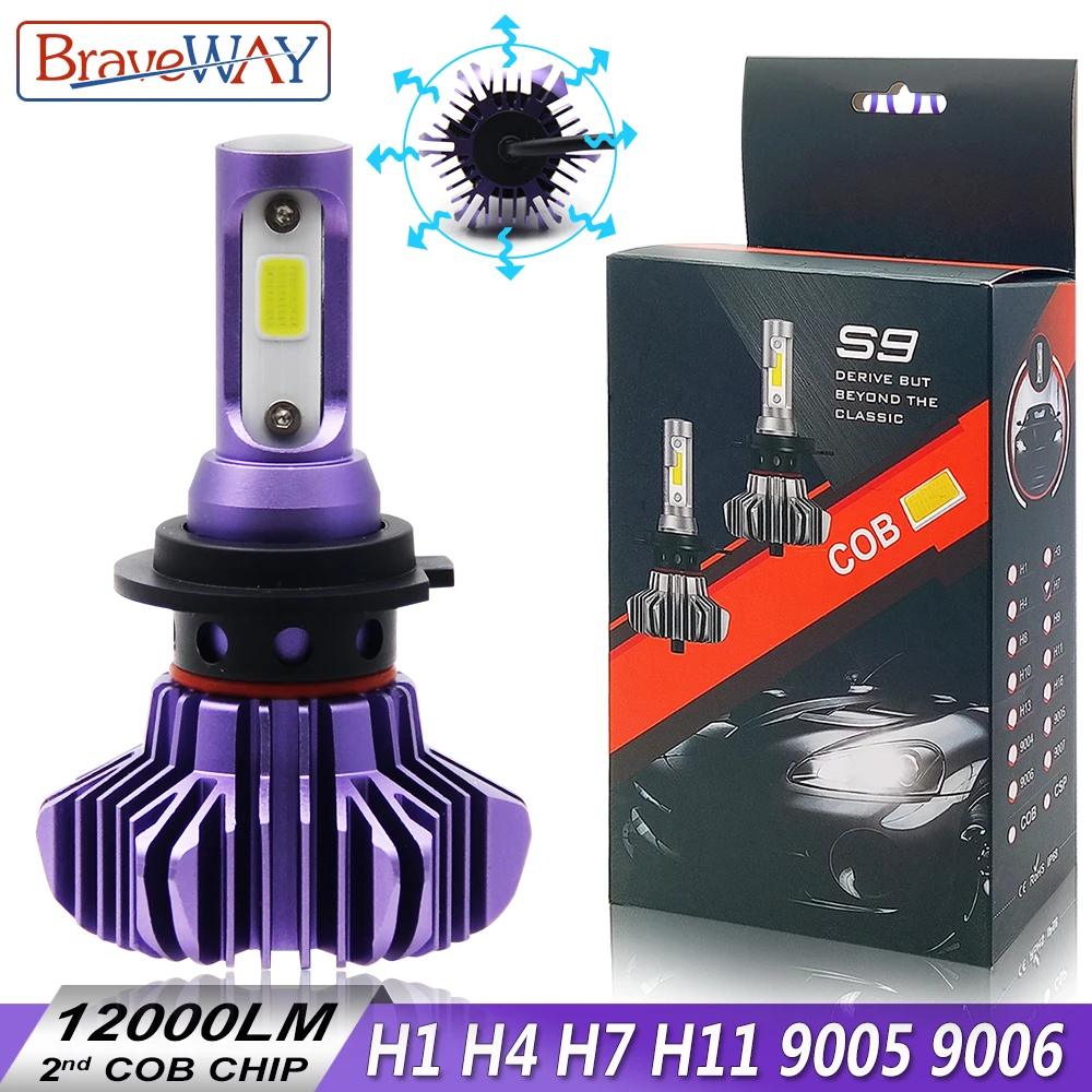 BraveWay H4 H7 Led Light Bulbs for Auto H1 H8 H11 HB3 9005 HB4 9006 Led