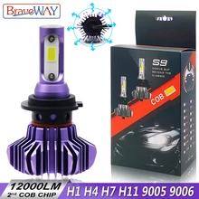BraveWay H4 H7 Ha Condotto Le Lampadine per Auto H1 H8 H11 HB3 9005 HB4 9006 Led H1 Lampada Ha Condotto La Lampadina lampade per auto Faro Dell’automobile 12000LM