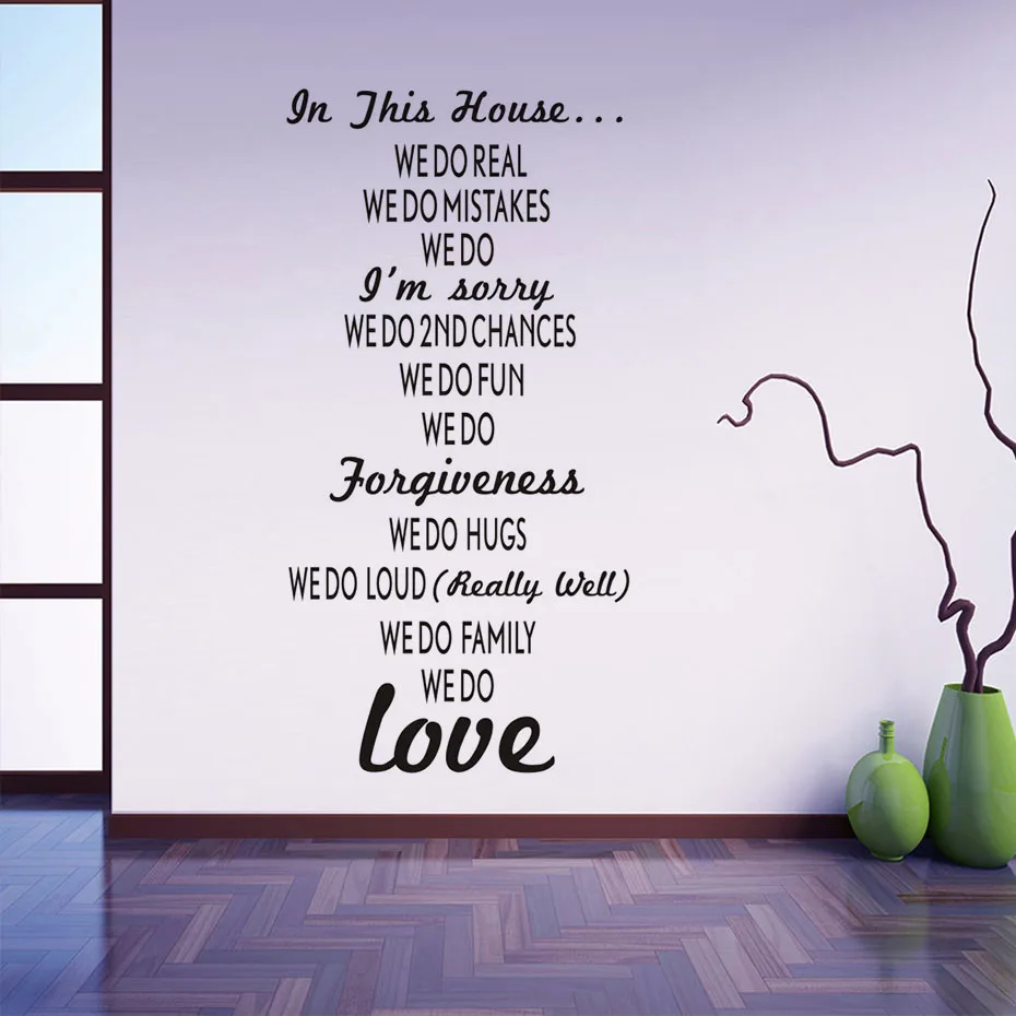 Vinyl In This House Wall Stickers House Rules Text Stick On Living Room