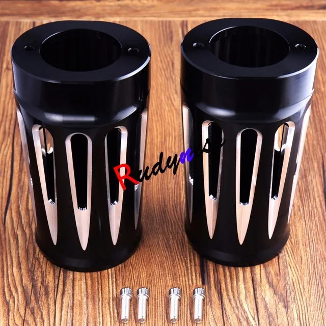 Black Shallow Cut Upper Boot Slider Fork Covers for Harley Touring 1998