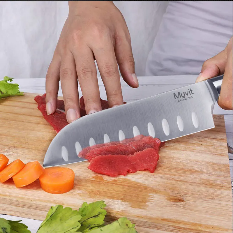 Кухонный нож шеф-повара для нарезки хлеба Santoku, нож для очистки овощей, ножи из нержавеющей стали, 8, 7, 5, 3,5 дюймов, Высокоуглеродистый 5Cr15, инструмент для приготовления пищи