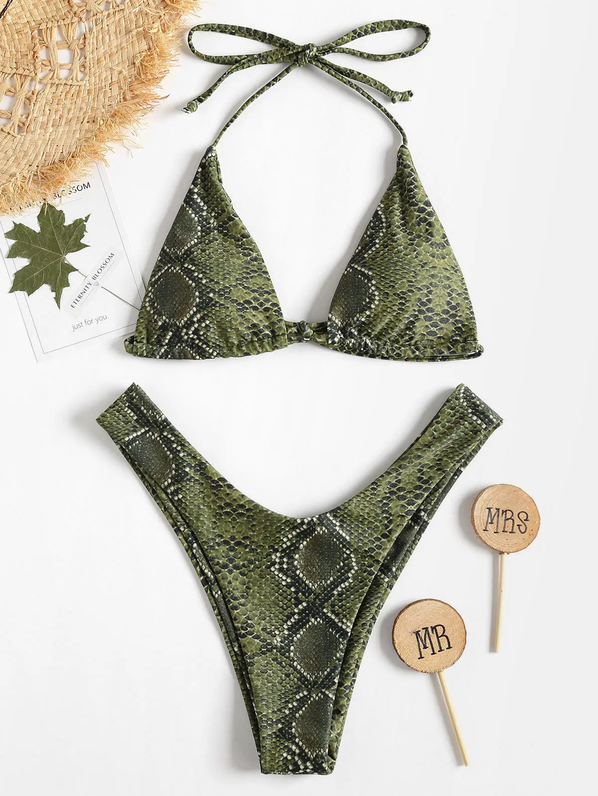 snakeskin bandeau bikini