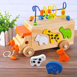 Деревянные животные обмотки шарик автомобиль дети в форме животного познание строительные блоки игрушки ребенок procrasstination игрушка