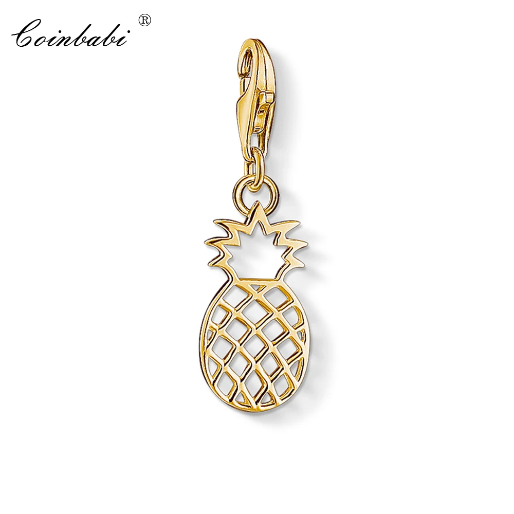 

Charm Pendant Yellow Pineapple,Fashion Jewelry Trendy Real Authentic 925 Sterling Silver Gift For Women Men Fit Bracelet