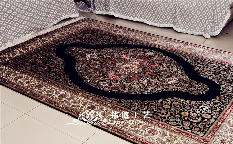 6'x9 черные шелковые ковры ручной работы персидский ручной работы шелковые ковры Гостиная