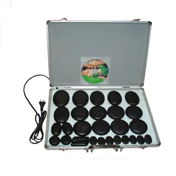 

Quality 28pcs natural cold-hot spa energy stone acupuncture massage stone with thermostat heater volcanic energy stone