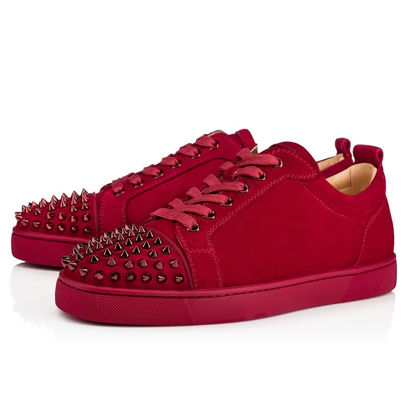 Fashion Black Suede Leather Shoes Men Toe Rives Stud Men Leather Casual Shoes Lace Up Spike Sneakers Shoes Men Large Size EU 47