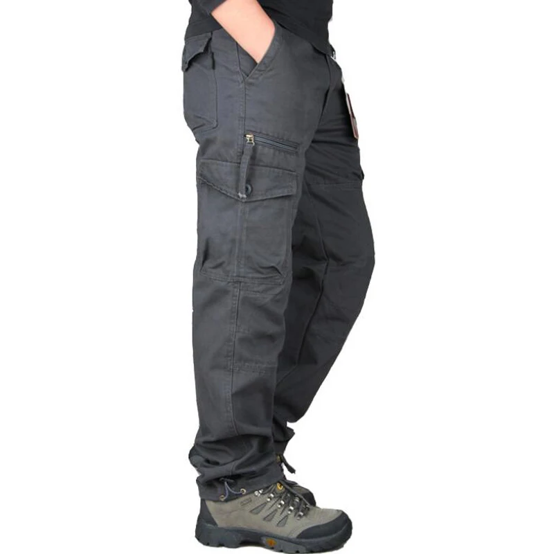 Men's Casual Pants Loose Straight Multi Pocket Trousers Outdoor Overalls pantalones hombre Male jogger tactical cargo pants