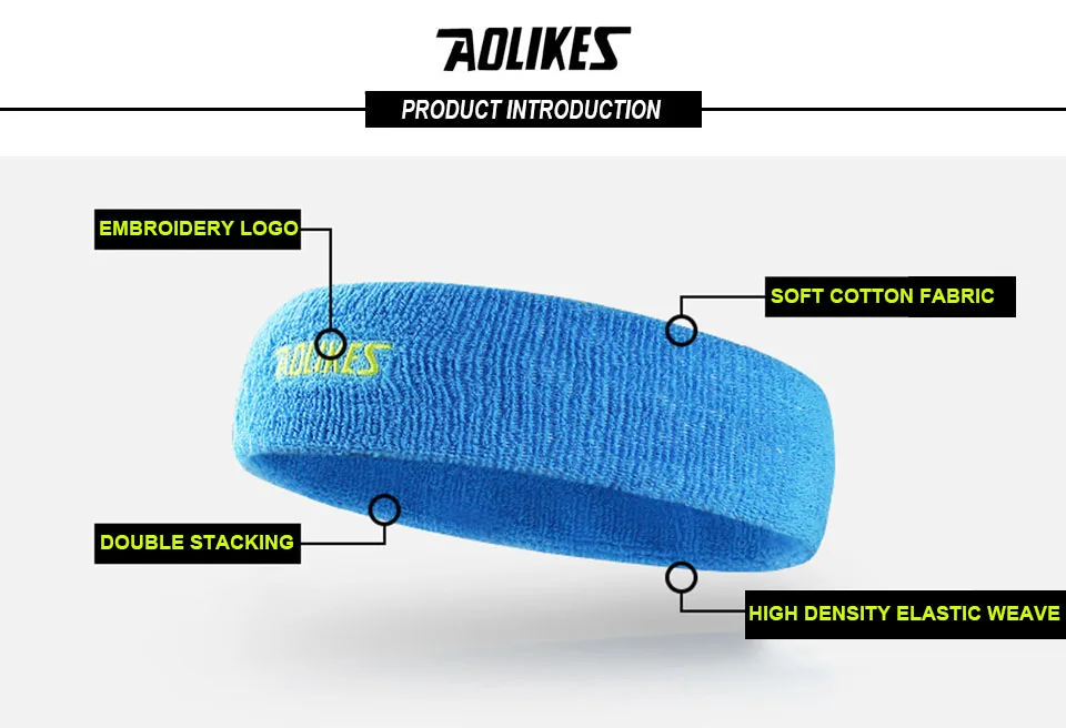 AOLIKES, 1 шт., высокое качество, хлопок, пота, повязка на голову для мужчин, Sweatband wo, для мужчин, для йоги, повязки на голову, потовые повязки, Спортивная безопасность