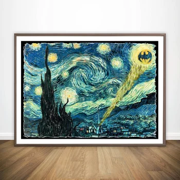 

Vincent Batman Trippy Psychedelic Starry Night Movie Wall Art Paint Decor Canvas Prints Canvas Art Poster Oil Paintings NoFrame