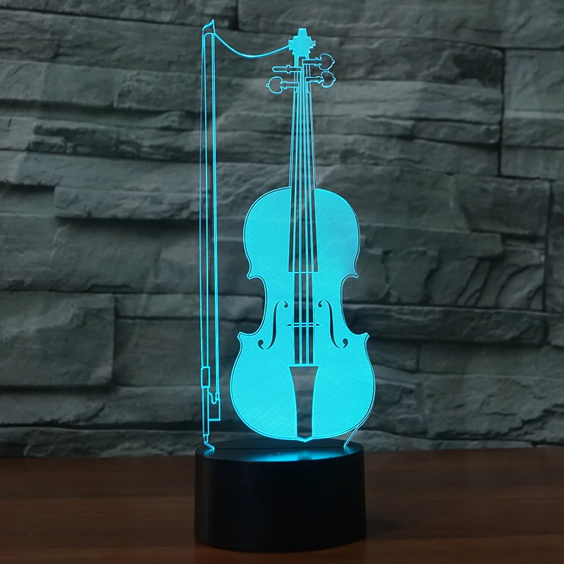 3D светодиодный ночник для скрипки красочный настольный светильник детская