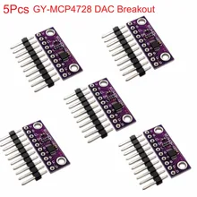 5 шт., MCP4728 12 бит, 12 бит, I2C цифро-аналоговый преобразователь, модуль датчика DAC, с низким энергопотреблением, FZ3481