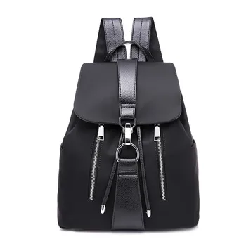

School Backpack Female PU Leather Backpack For Girls Drawstring Back Pack Feminine Fashion Rucksack Bucket Bag Women Backpacks