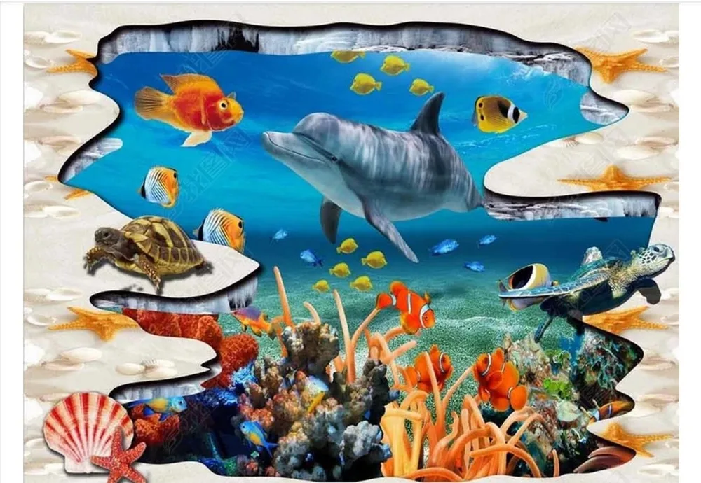 

Custom photo wallpaper 3d flooring self-adhesion murals Outdoor indoor underwater world 3D Waterproof floor painting wallpaper