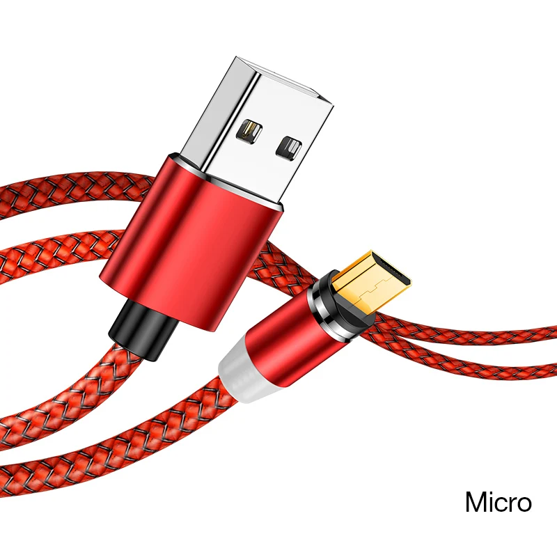 Магнитный usb-кабель светодиодный Micro Магнитный usb-кабель type C для зарядки Apple IPhone X 7 8 6 Xs Max XR samsung xiaomi huawei шнур - Цвет: For Micro Red