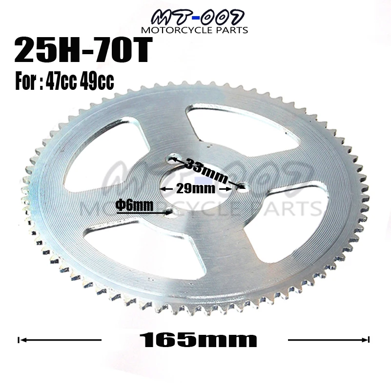 cheap 25H 70T Tooth 29MM Rear Sprocket Mini Moto ATV Quad Dirt Pit Pocket Bike Chopper 47CC 49CC