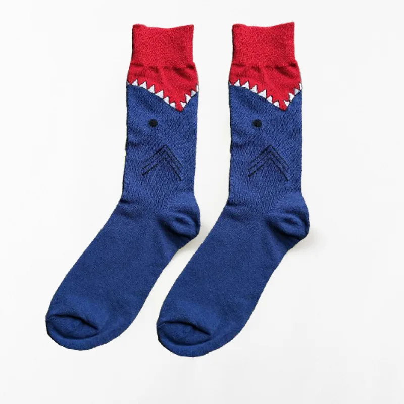 Мужские хлопковые носки, новые модные цветные носки в полоску с зеброй, в стиле Харадзюку, Креативные мужские носки для скейтборда - Цвет: Синий