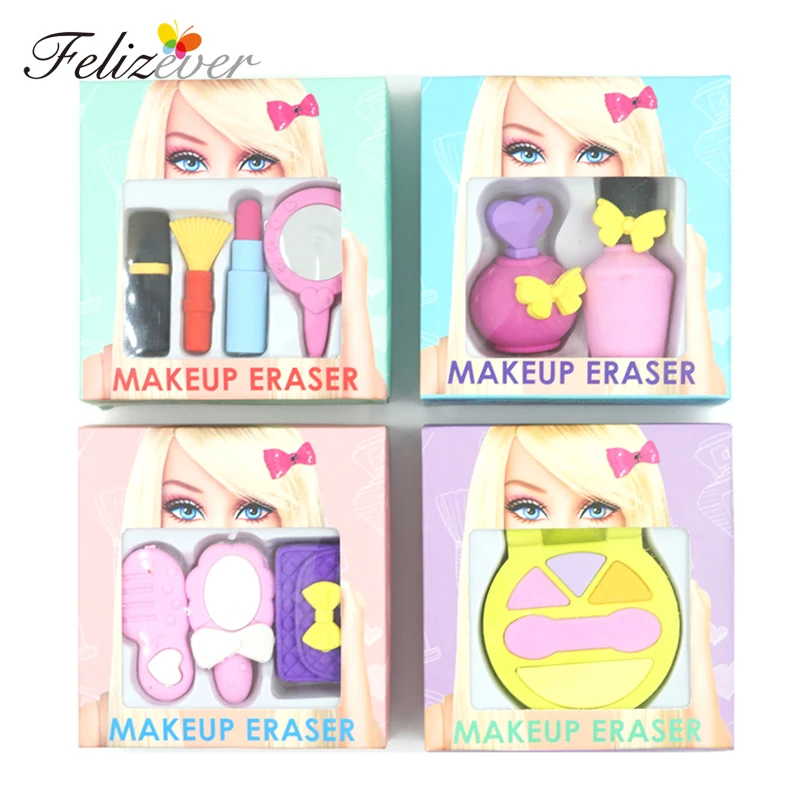 

4 Packs Girl Makeup Eraser Set Princess Party Favors Goodie Bag Back to School Gift Novelty Stationery