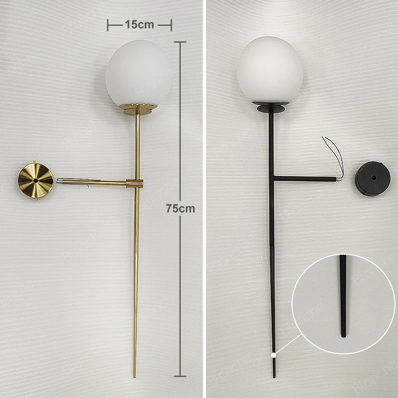 Linha Pós Moderna Bola de Vidro da Lâmpada de Parede Minimalismo Nórdico Levou Arandela Luminárias Luzes do Espelho do Banheiro Cabeceira Loft Decoração 3 cabeceira do banheiro luzes loft decoração