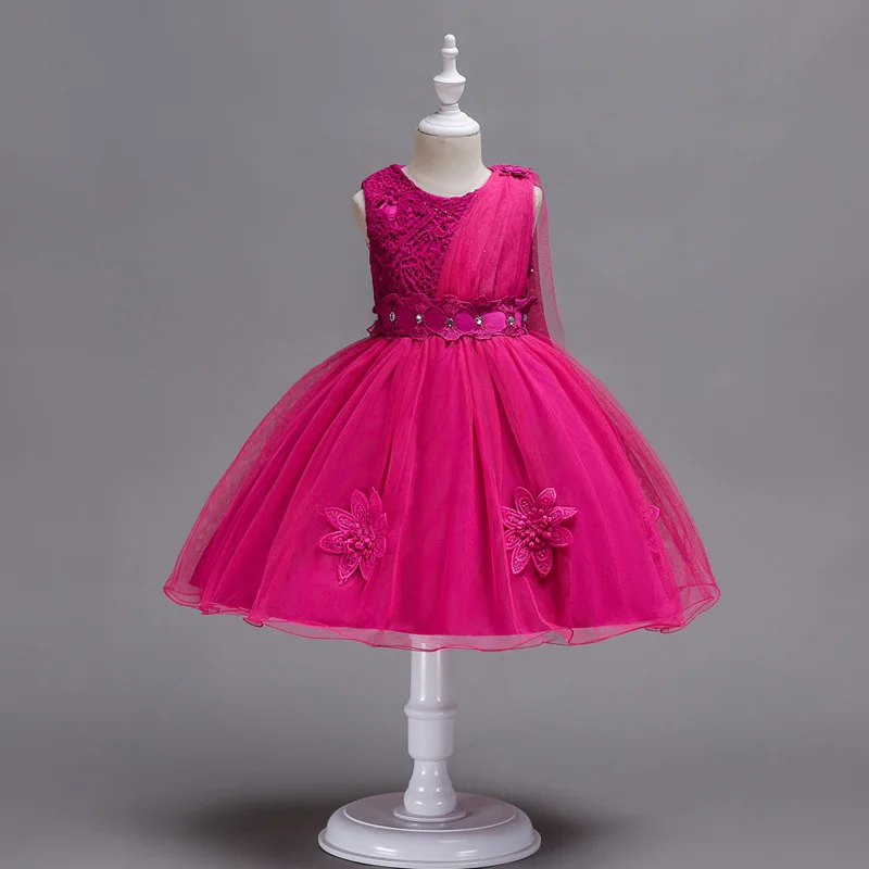 U-SWEAR Новое поступление 2019 года элегантное платье с цветочным узором для девочек один шаль на плечи цветок аппликация обувь бальное