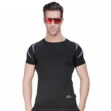 Для мужчин спортивная быстросохнущая Футболка спортивная женские майки для бега наивысшего Для мужчин s сжатия короткий рукав Баскетбол Футбол Бодибилдинг футболка MY21