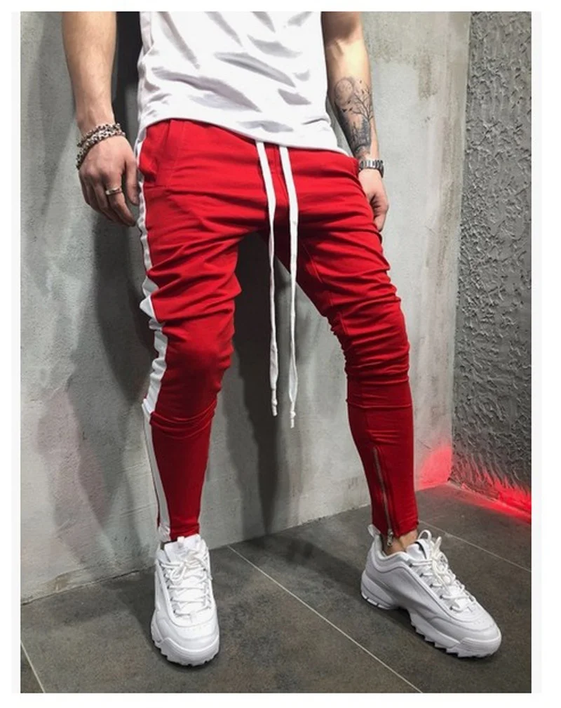 ZOGAA 2019 الربيع الذكور الجانب شريط عالية الشارع الورك سراويل طويلة سراويلي حريمي Sweatpant الرجال السراويل الترنك عارضة الرياضة الركض