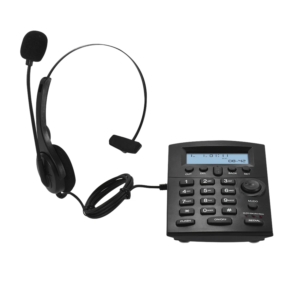 

HST-8000 English Telephone Set Call Center Telephone With Protecting Earphone Flexible Microphone LCD Display Pre-dial Call Back
