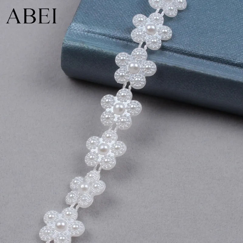 2yards 13mm Imitation pearls Cotton Line Lace Tape DIY Flower Ribbon Sewing Apparel Accessories Handmade Wedding Party Crafts lace ribbon lace sewing accessories lace sewing supplies lace accessories clothing craft accessories