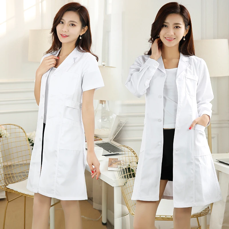 

new Long Sleeve Women/Men White Medical Coat Nurse Services Uniform Medical Scrub Clothes White Lab Coat HospitalClothes