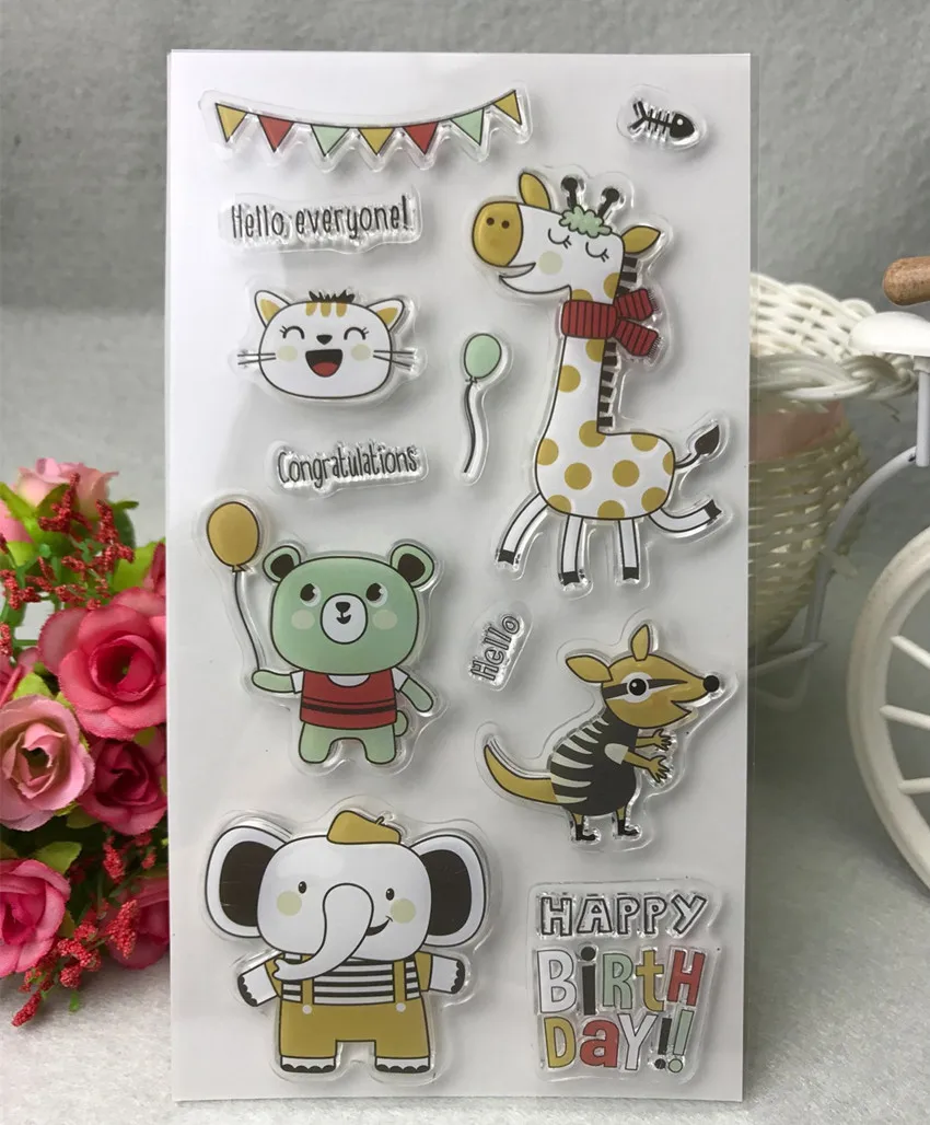 

happy birthday Clear Stamp for Scrapbooking Transparent Silicone Rubber DIY Photo Album Decor wr125