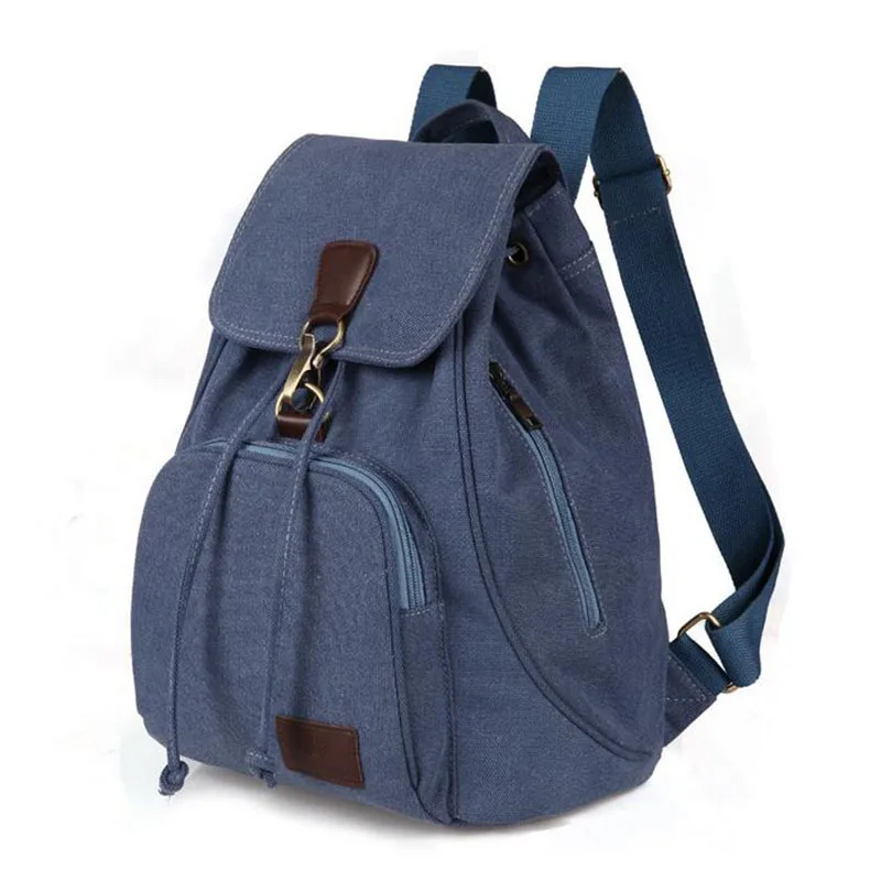 Scione Лидер продаж, винтажный Повседневный женский брезентовый Рюкзак со шнурком, простая школьная сумка для девочек-подростков, рюкзак ZZ291 - Цвет: Blue