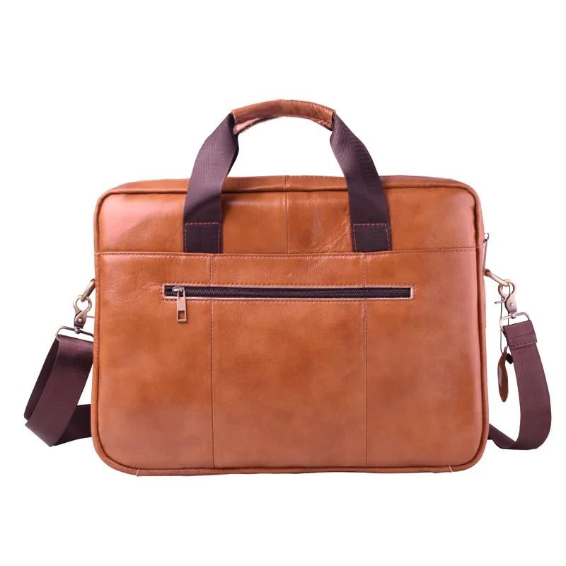 EUMOAN Head leather handbag, men's vintage leather computer briefcase