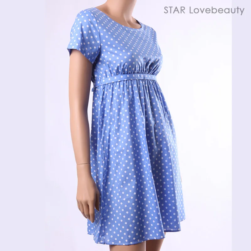 

plus size blue polka dot Elegant Women Polka Dot Dress Princess Kate Middleton Pregnant Women Casual Print Dresses