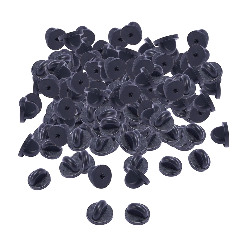 200pcs Black PVC Rubber Pin Backs Keepers Replacement Uniform Badge Comfort Fit Tie Tack Lapel Pin Brooch Backing Holder Clasp