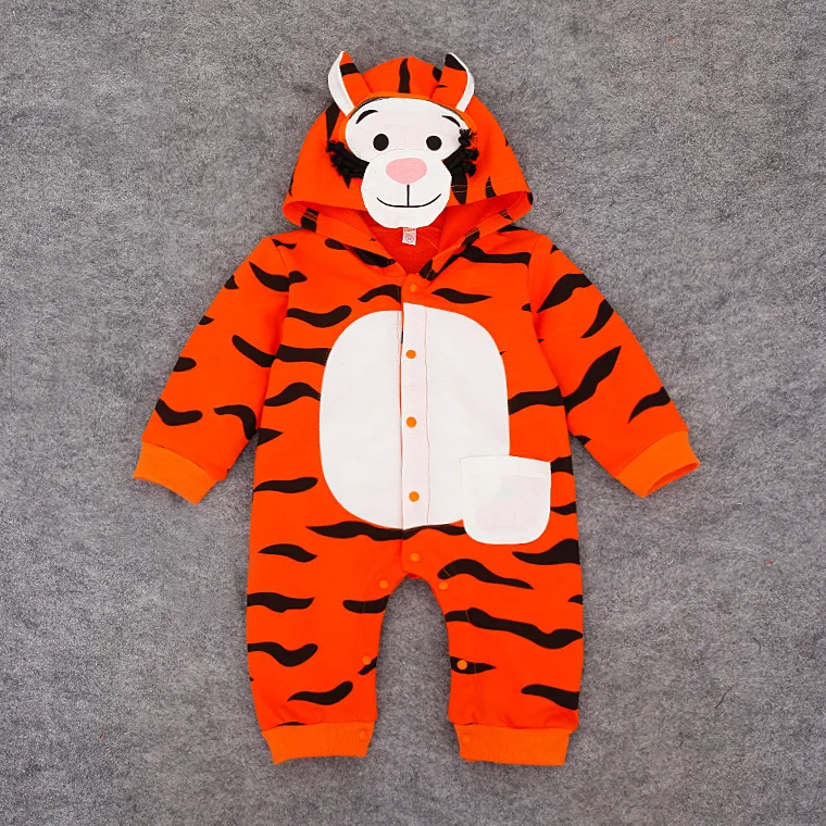 Одежда для маленьких мальчиков г., весенне-осенний Детский комбинезон с длинными рукавами, с изображением тигра, милого медведя, стильный детский комбинезон, Комбинезоны для детей от 6 до 18 месяцев