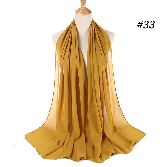 Популярный Малайзийский Стиль мусульманские хиджабы шарфы/шарф женский простой пузырь шифон шарф хиджаб обертывание сплошной шаль на голову подшарф - Цвет: Цвет: желтый