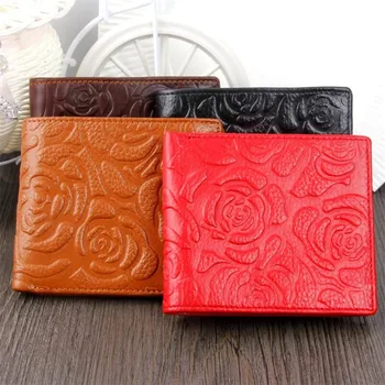

Fashion Women/Men Wallet Rose Pattern Mini Short Wallet Coin Purse Credit Card Holder Organizer Pocket 2 Fold Type Wallets