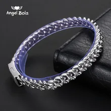 Готические мужские старинные серебряные браслеты Ретро мода панк рок стиль красивый цветок узор браслеты "Будда" браслет мужские ювелирные изделия