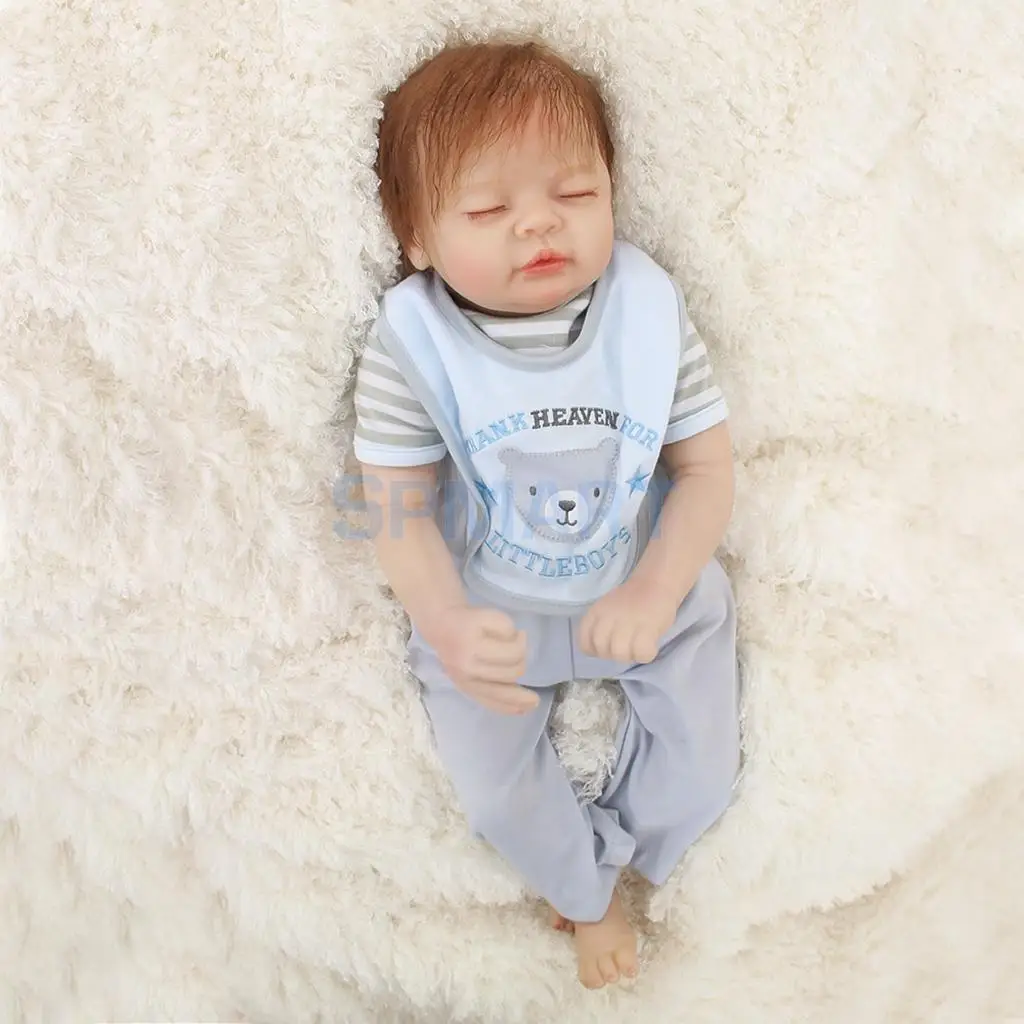 Real Touch 22inch Reborn Baby No Sex Doll Half Silicone Newborn Baby Doll Kids Sleeping Toy Accompany Toy