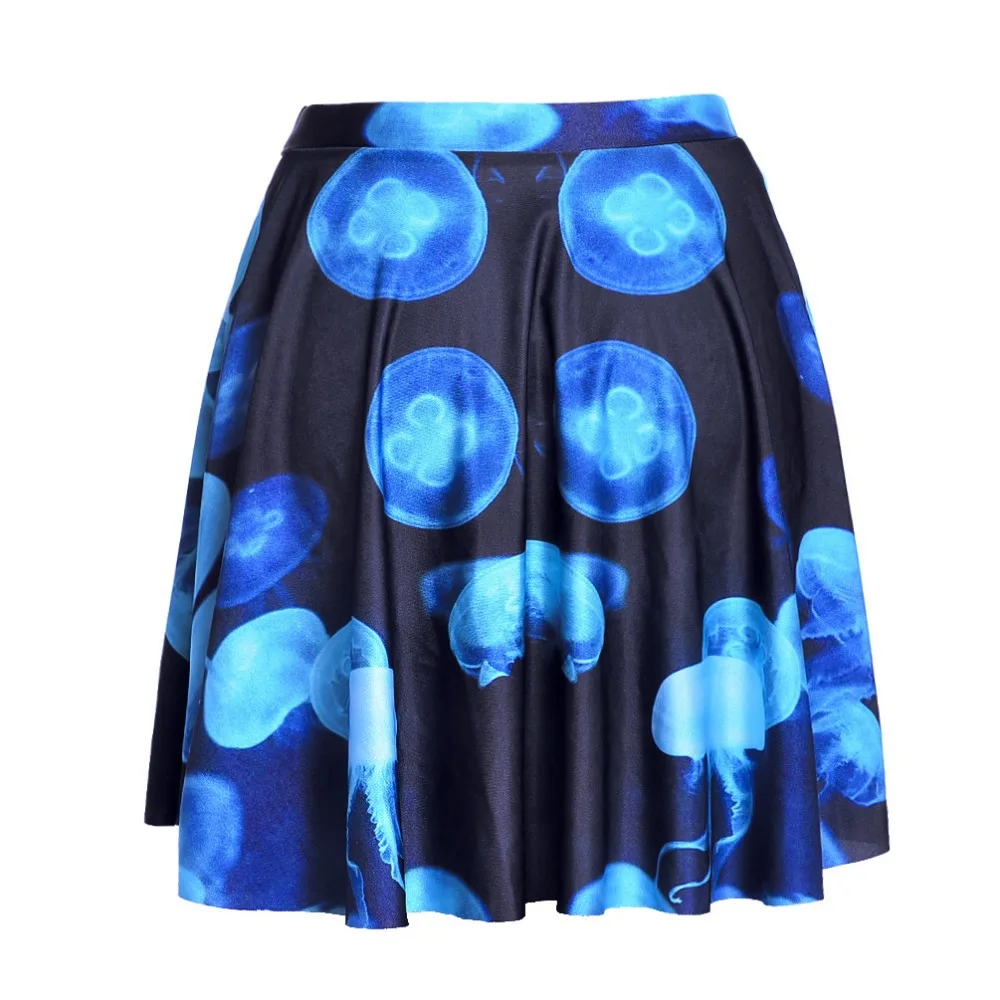 Mini High Waist Tutu Summer Women Red Blue Jellyfish Skate Skirt Ocean