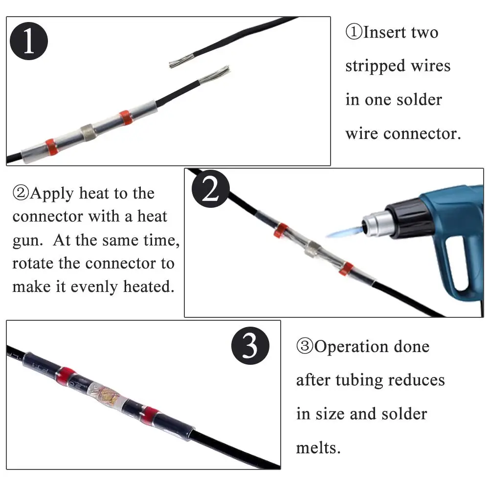 100 шт Смешанные термоусадочные клеммы водостойкие паяльные втулки электрические провода изолированные стыковые соединители комплект