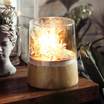 

Modern Solid Wood Table Lamp Nordic Transparent Glass Table Lamps For Bedroom Deco Fixtures Living Room Lighting Luminaires