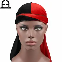 Роскошные Для мужчин бархат лоскутное Durags банданы тюрбан шляпа Two Tone бархат Durag Байкер Головные уборы шляпа оголовье аксессуары для волос