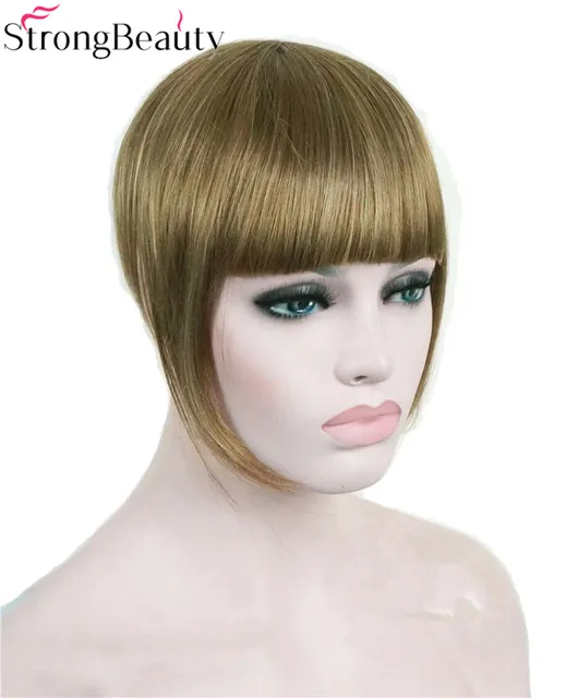 Strong Beauty Synthetic Women Short Blonde Brown Black Gold Front Strong Beauty Synthetic Women Short Blonde Brown Black Gold Front Neat Hair Bangs Extension Clip In