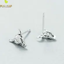 Фирменные Винтажные серьги-гвоздики с черепом в форме скелета для женщин, Креативные 925 пробы серебряные ювелирные изделия в стиле панк