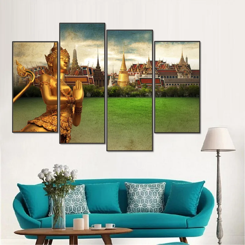 Modular-Wall-Painting-Buddha-4pcs-Canvas-Prints-Poster-Framed-Oil-Painting-Home-Art-Decor-Picture-Gold (5)