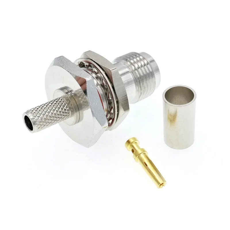 TNC Female Jack Bulkhead O-ring Crimp For RG58 LMR195 RG142 RG400 Cable RF Coaxial Connector (2)